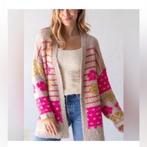 NWT NATURAL LIFE CALLA JACQUARD CARDIGAN SWEATER S/M